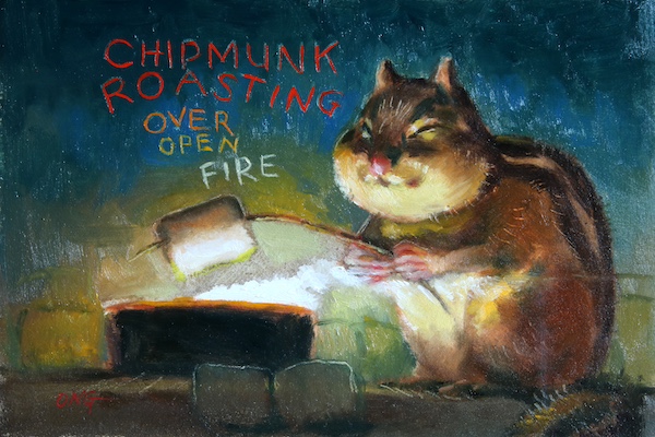 Chipmunk Roasting Over Open Fire